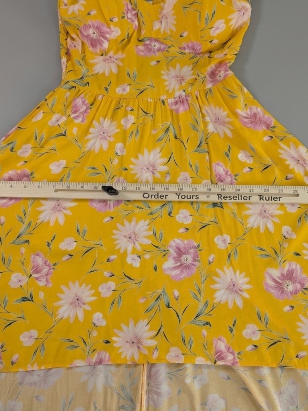 NWT As U Wish Yellow Floral High Low Dress Size L Smocked - Picture 6 of 12